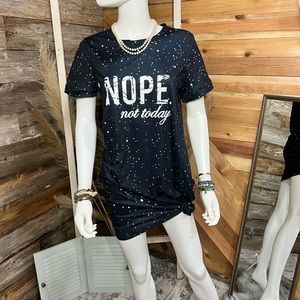 “Nope. not today” Graphic Short Sleeve Shirt Dress in black!